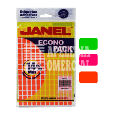 ETIQUETAS AUTOADHERIBLES FLUORESCENTES JANEL 0913